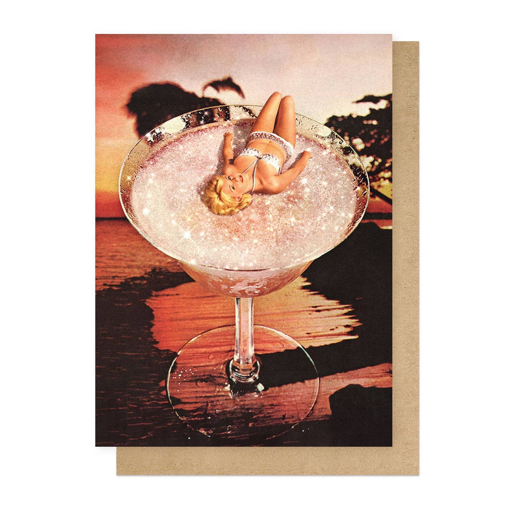 Glitter Pink Margarita - Greeting Card