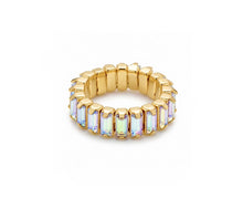 Load image into Gallery viewer, Colourful Square Resin Stone Stretch Ring in Gold

