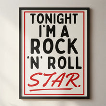 Load image into Gallery viewer, Rock ‘n’ Roll Star Retro Style Print A4
