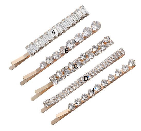 Clear Multi Crystal Zirconia Hair Slide- Gold