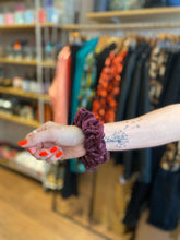 Load image into Gallery viewer, Black Colour DK Sanni Big Glitter Scrunchie
