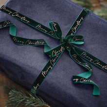 Load image into Gallery viewer, Ginger Ray Green Velvet Merry Christmas Ribbon
