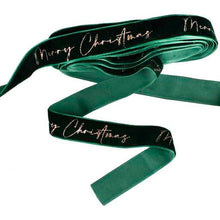 Load image into Gallery viewer, Ginger Ray Green Velvet Merry Christmas Ribbon
