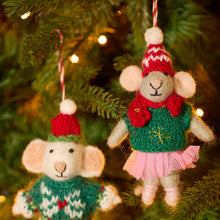 Load image into Gallery viewer, Felt Christmas Mouse with Pink Skirt
