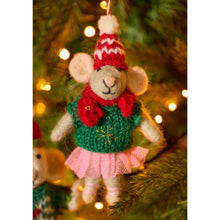 Load image into Gallery viewer, Felt Christmas Mouse with Pink Skirt
