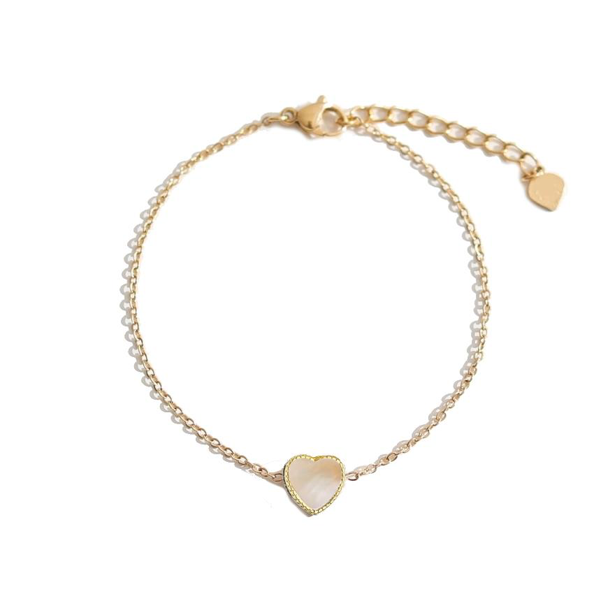 Single Mother of Pearl Heart Bracelet
