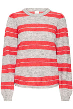 Load image into Gallery viewer, ICHI Dusty Stripe Jumper - Coral
