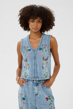 Load image into Gallery viewer, Culture Tiala Embroidered  Denim Waistcoat
