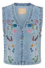 Load image into Gallery viewer, Culture Tiala Embroidered  Denim Waistcoat
