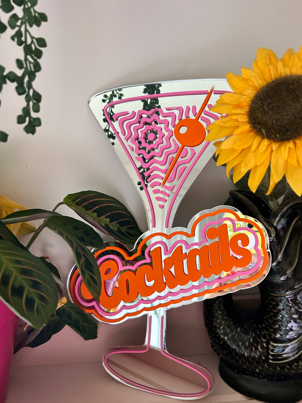 PRINTED WEIRD Retro Cocktail Sign Mirror