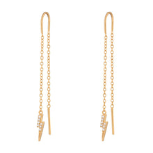Load image into Gallery viewer, Scream Pretty Lightning Bolt Threader Earrings (comes in Gold Plated or Silver Plated)
