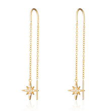 Load image into Gallery viewer, Scream Pretty Starburst Threader Earrings (comes in Gold Plated or Silver Plated)g
