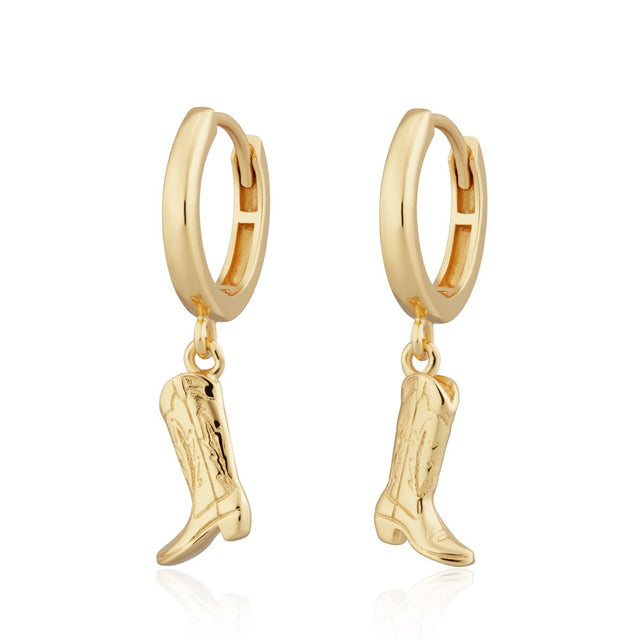 Scream Pretty Cowboy Boot Hoop Earrings (comes in Gold Plated or Silver Plated)