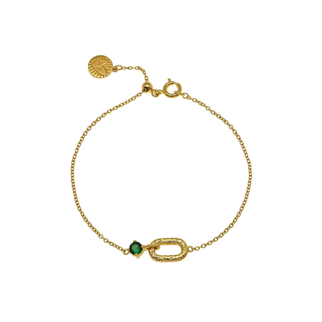 Amelia Scott Alma Oval Emerald Bracelet - Silver / Gold