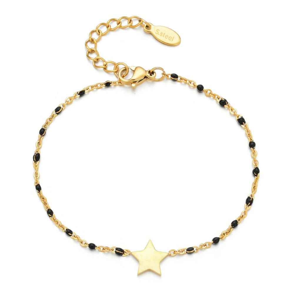 Star Beaded Gold Bracelets - White / Black