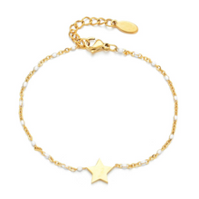 Load image into Gallery viewer, Star Beaded Gold Bracelets - White / Black
