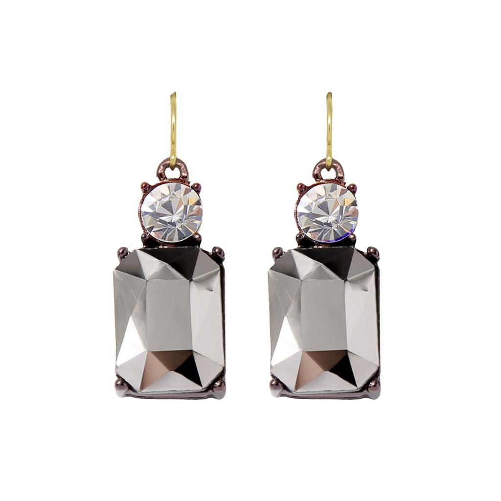 Cut Gem Drop Earrings - Metallic/Clear