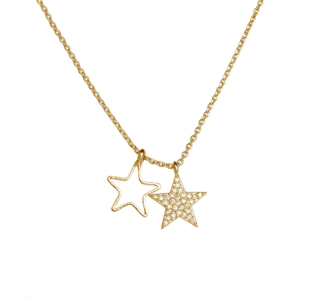 Twin Star Necklace - Gold & Silver