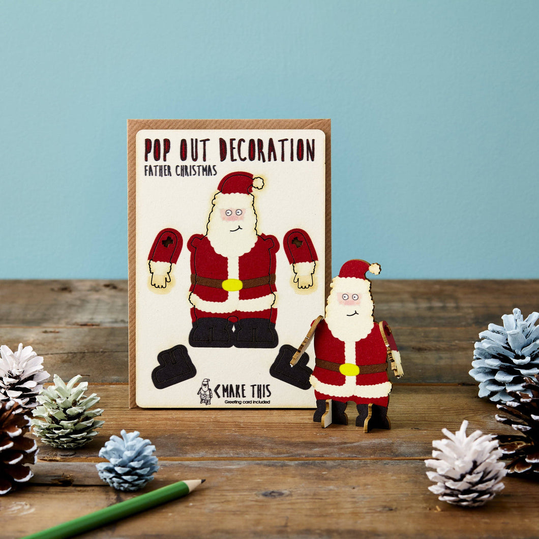 Pop Out Father Christmas Decoration Card