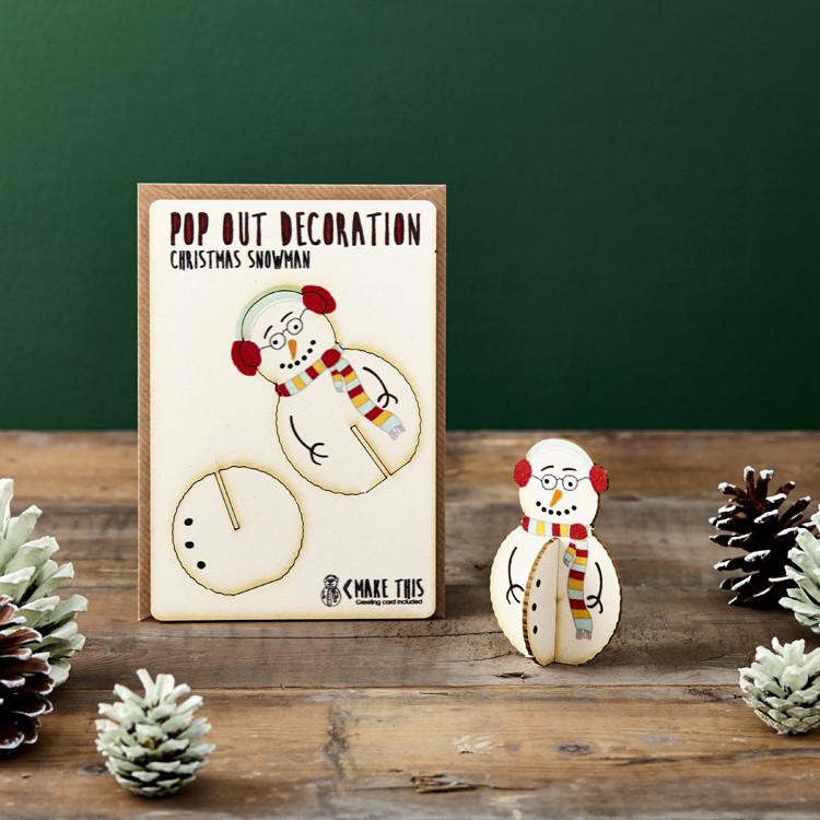 Pop Out Christmas Snowman Decoration Card