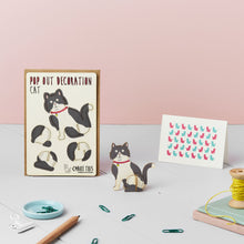 Load image into Gallery viewer, Pop Out Black &amp; White Cat Decoration Card
