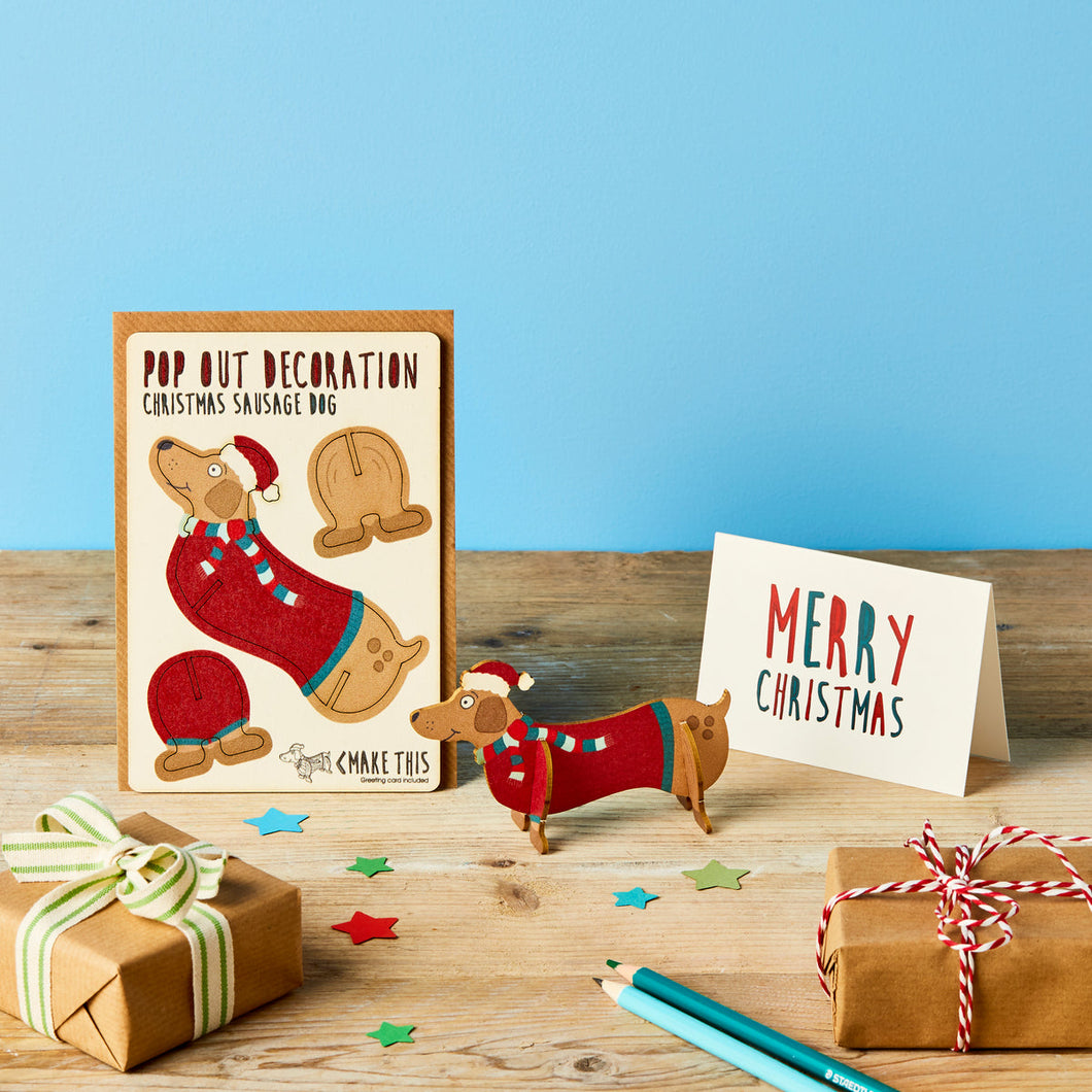Pop Out Christmas Sausage Dog Decoration Card