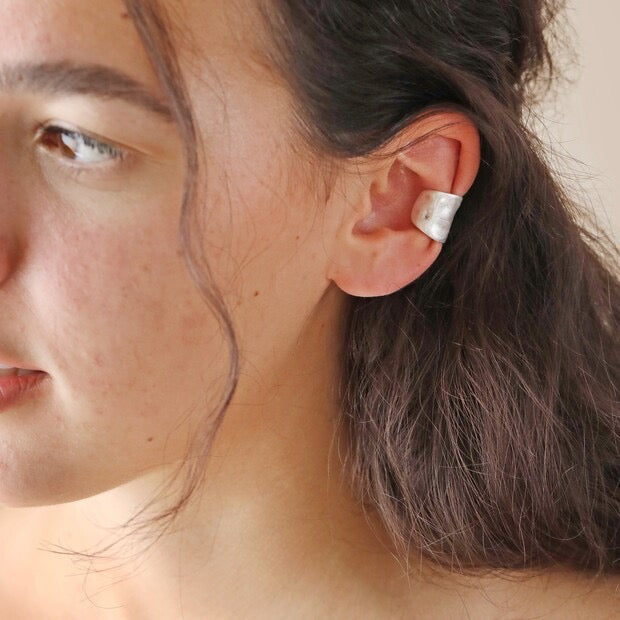 Lisa Angel Long Hammered Ear Cuff - Silver