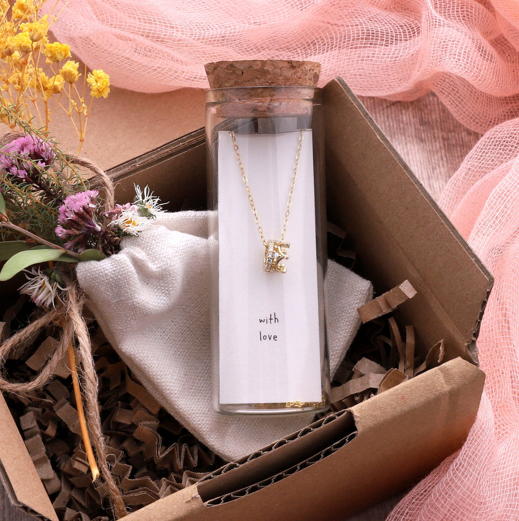 Attic Creations Message Bottle Crown Necklace - ‘With Love’