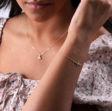 Load image into Gallery viewer, Attic Creations Message Bottle Three Crystal Flower Necklace - ‘SPARKLE’
