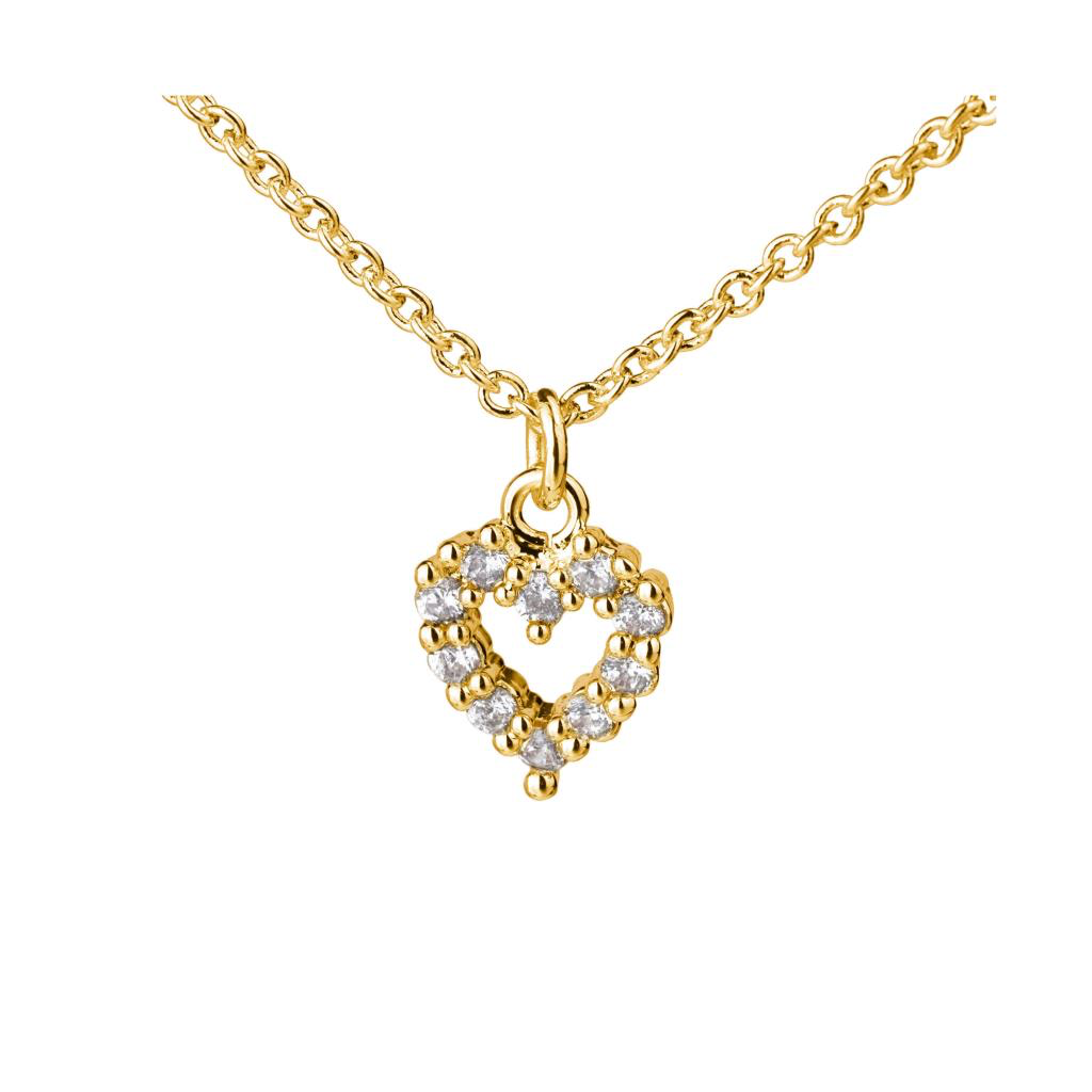 Crystal Heart Necklace - Silver / Gold
