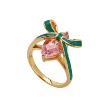 Load image into Gallery viewer, Amelia Scott Amelia Bow Ring in Emerald, Blush Pink &amp; Gold
