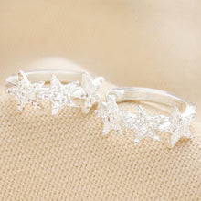 Load image into Gallery viewer, Crystal Triple Star Huggie Hoop Earrings - Silver
