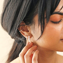 Load image into Gallery viewer, Crystal Triple Star Huggie Hoop Earrings - Silver
