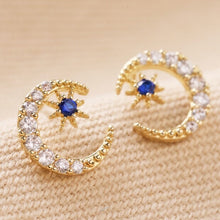 Load image into Gallery viewer, Lisa Angel Crystal Moon &amp; Star Studs

