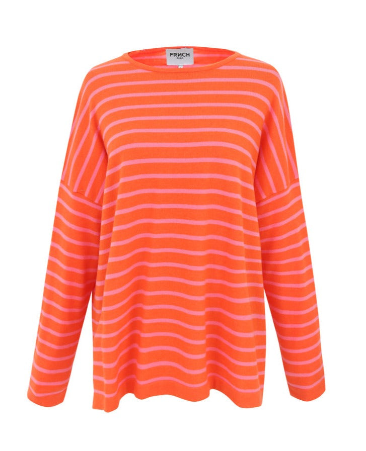 FRNCH Eileen Orange /Pink Stripe Sweater