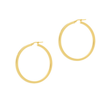 Load image into Gallery viewer, The Hoop Station Skinny Squared Large Hoops - Gold
