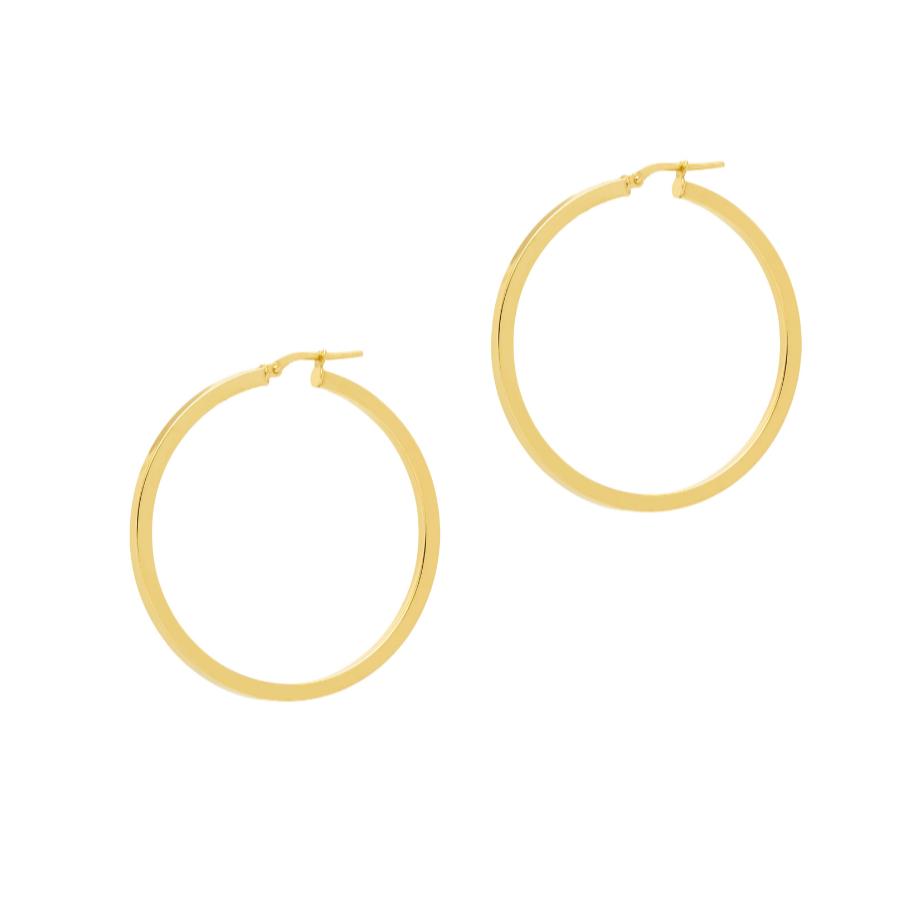 The Hoop Station Skinny Squared Large Hoops - Gold