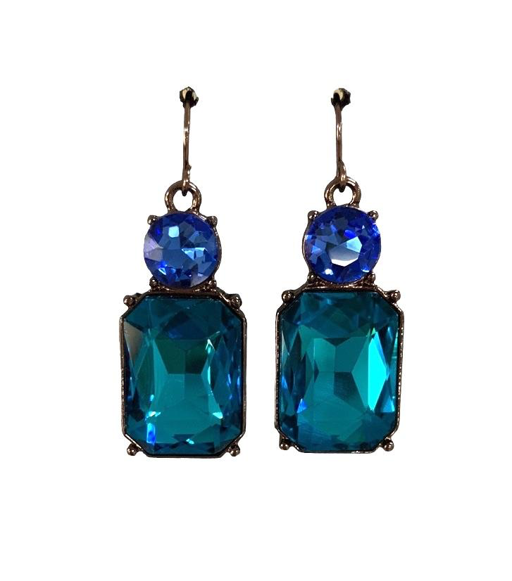 Cut Gem Drop Earrings - Turquoise / Blue
