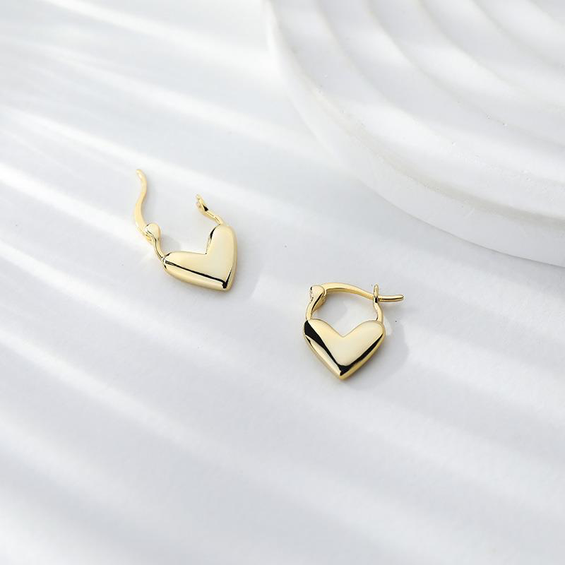 Heart Huggie Earrings - Gold