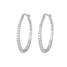 Load image into Gallery viewer, CZ Insert Hoop Earrings - Gold / Silver
