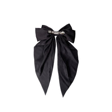 Load image into Gallery viewer, Black Colour Big Satin Bow Hair Clip- 2 Colours
