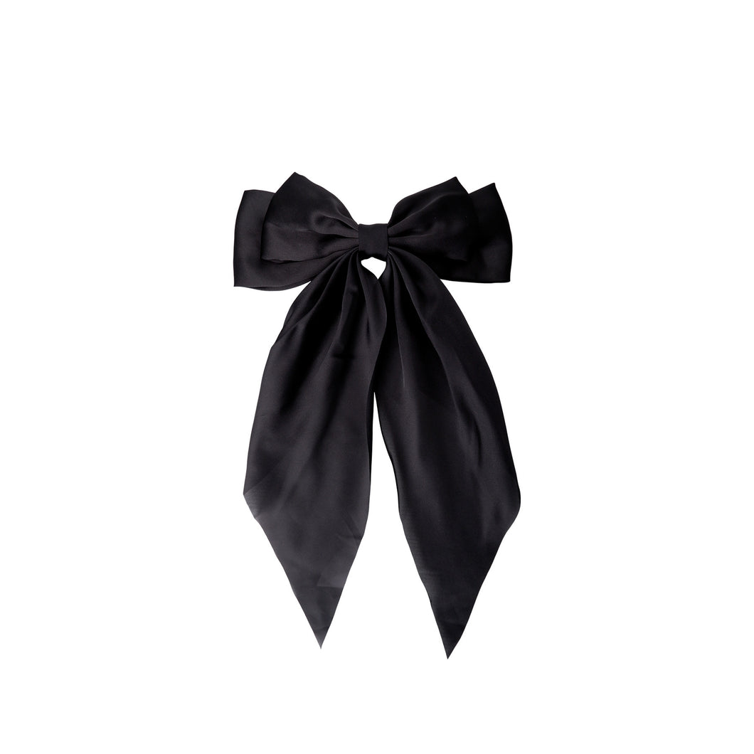 Black Colour Big Satin Bow Hair Clip- 2 Colours