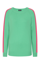 Load image into Gallery viewer, Grace Green &amp; Neon Pink Stripe Cashmere Mix Jumper - One Size
