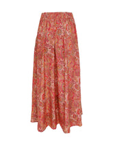 Load image into Gallery viewer, Black Colour Luna Red Tropical Print Midi Skirt
