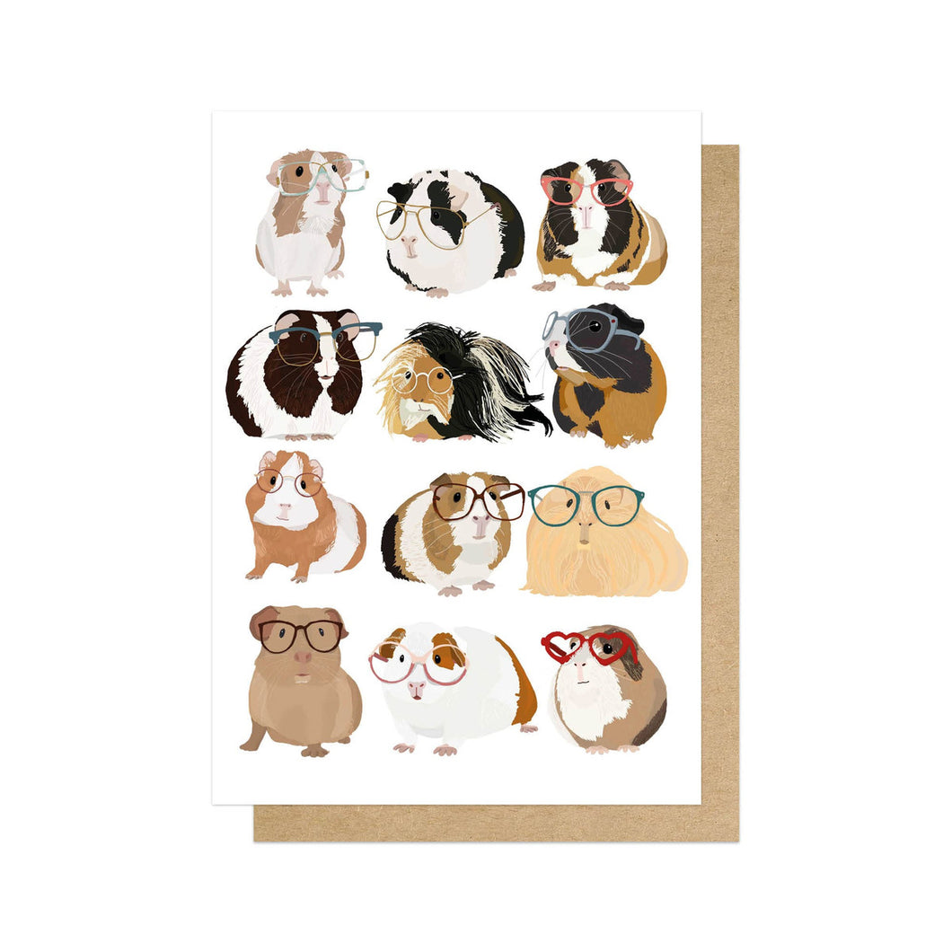 Guinea Pigs Wearing Glasses - Greeting Card
