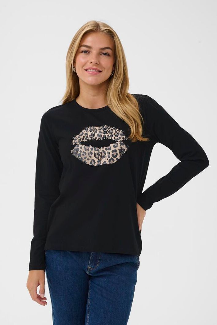 Culture Leopard Lips Long-Sleeved T-Shirt