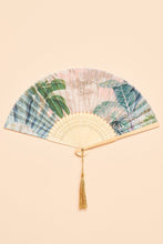 Load image into Gallery viewer, Powder Oasis Satin &amp; Bamboo Fan
