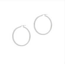 Load image into Gallery viewer, The Hoop Station Skinny Squared Large Hoops - Silver
