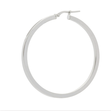 Load image into Gallery viewer, The Hoop Station Skinny Squared Large Hoops - Silver
