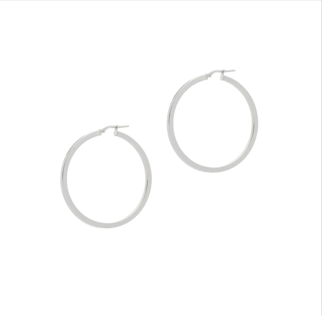 The Hoop Station Skinny Squared Large Hoops - Silver